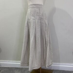 Max Studio London Pleated Cotton Seersucker Midi Skirt – S/M – Pockets